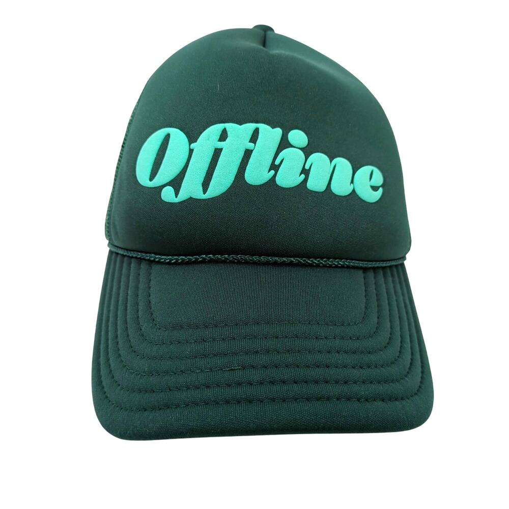 Offline Ulta Beauty Trucker Hat Cap Puff Logo Green Adjustable Snapback